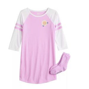 SO SPORTY RAGLAN NIGHTGOWN WITH SOCKS SIZE XXS (4/5) #K50